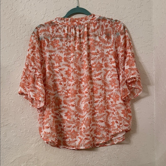 LOFT Cream Blouse with Salmon Floral Print - Women's - Picture 6 of 7